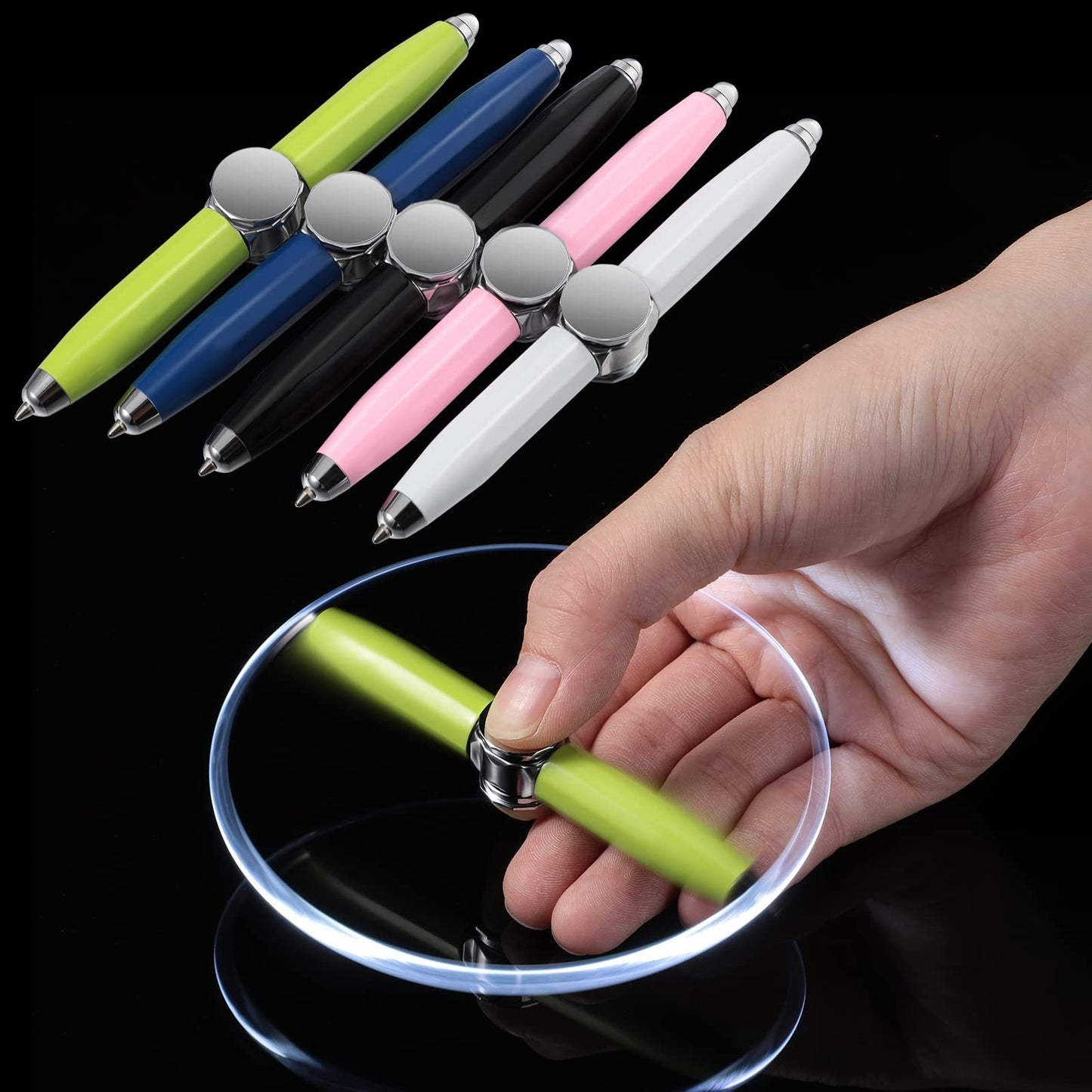 Creative LED Spinning Ballpoint Pen – Multi-Function Decompression Gyro Pen for Stress Relief & Writing