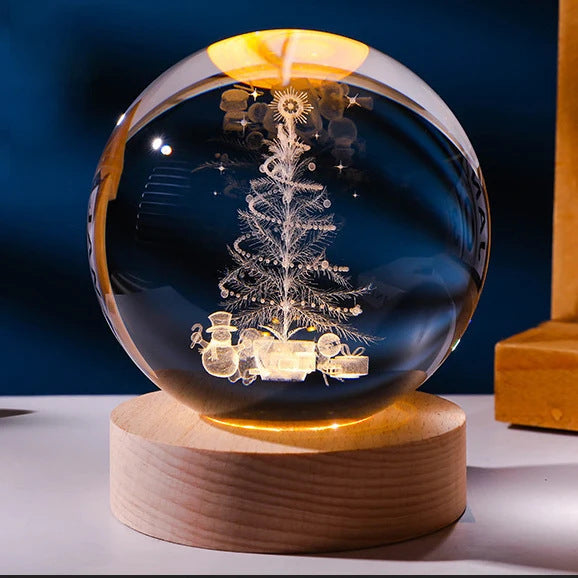 3D Crystal Ball Night Lamp – Luminous Starry Sky & Planet Projection Ambience Light