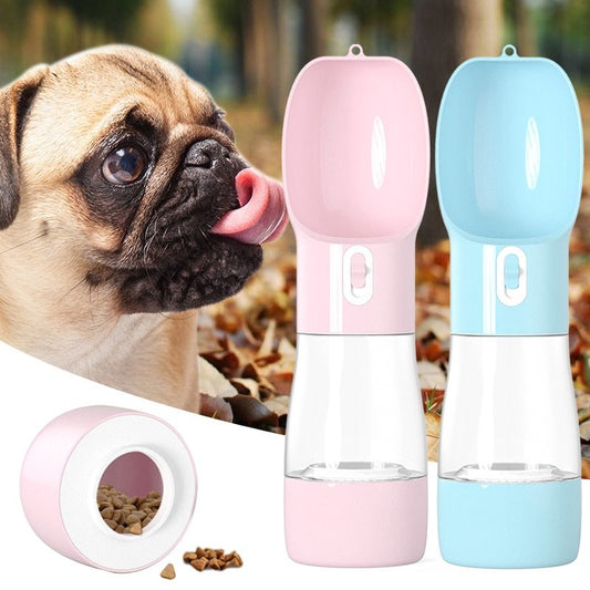 Portable Pet Water Bottle with Food Container – Travel Dog & Cat Water Dispenser