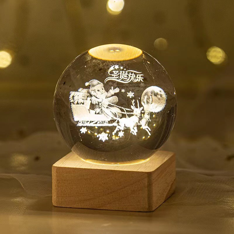 3D Crystal Ball Night Lamp – Luminous Starry Sky & Planet Projection Ambience Light