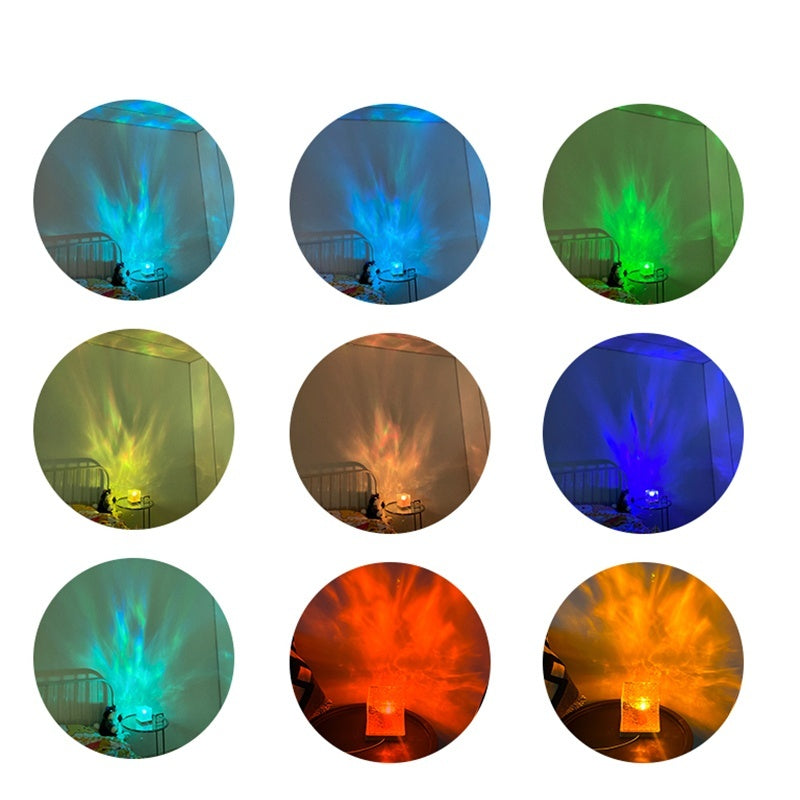 LED Water Ripple Crystal Table Lamp – 16 Color RGB Dimmable Ambient Night Light with Remote Control