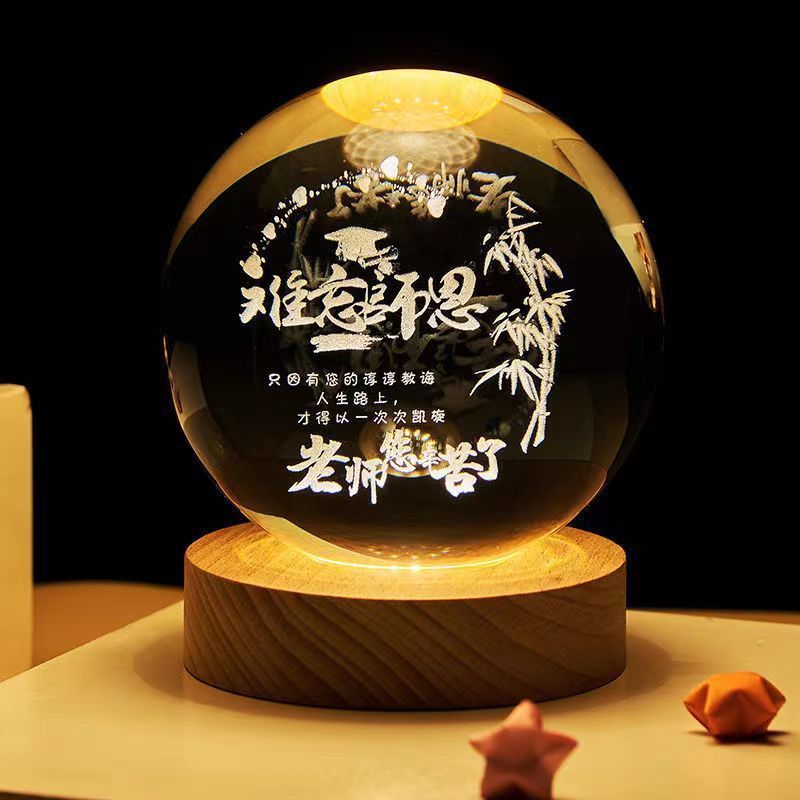 3D Crystal Ball Night Lamp – Luminous Starry Sky & Planet Projection Ambience Light
