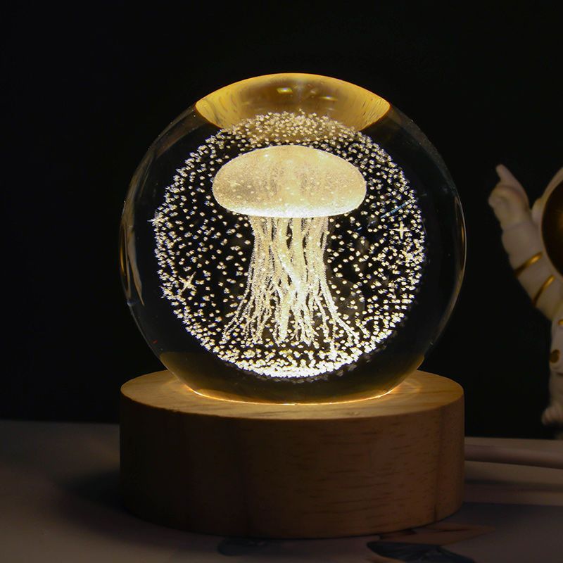 3D Crystal Ball Night Lamp – Luminous Starry Sky & Planet Projection Ambience Light