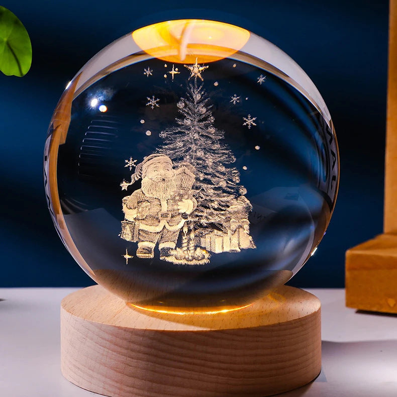 3D Crystal Ball Night Lamp – Luminous Starry Sky & Planet Projection Ambience Light
